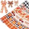 Fall Ribbon Wired 2 1/2" x 30 Yards (6 Roll x 5 Yards), Thanksgiving Pumpkin Buffalo Plaid Ribbon with Wire for Wreaths, Crafts, and Fall Decor